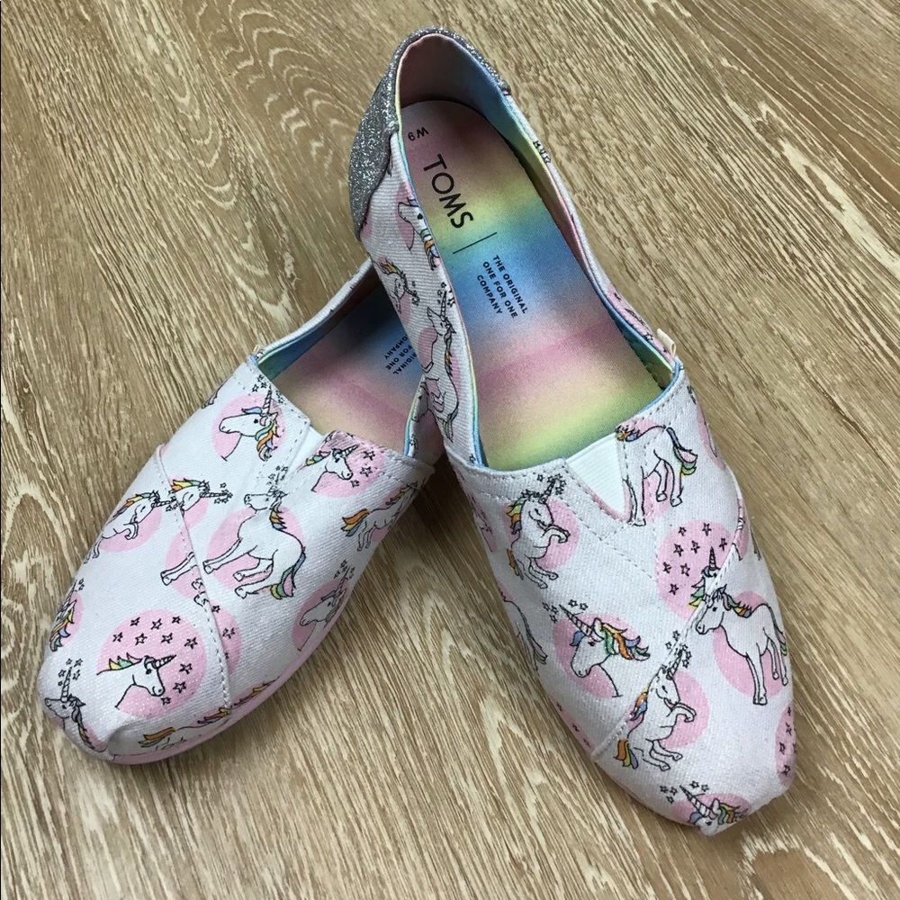 Toms size 9, pink cute unicorn